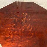 Red lacquered dining table and gold dust, 1970s