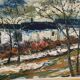 Large Original Swedish Oil on Panel – “Landscape with Houses and Trees” by Stig Hallblom – Signed – Vintage & Framed 90×59.5cm (35.4"×23.4")