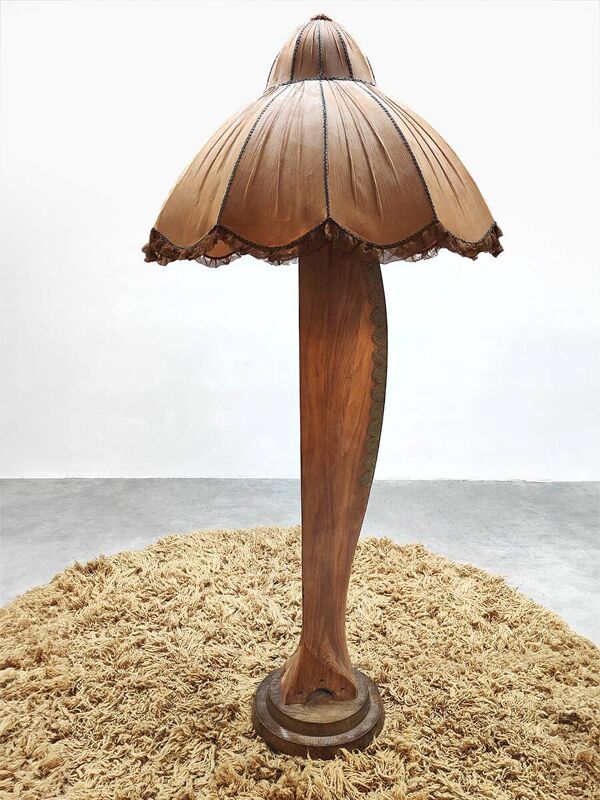 Lampadaire à hélice d'avion en bois Art-Déco du milieu du siècle