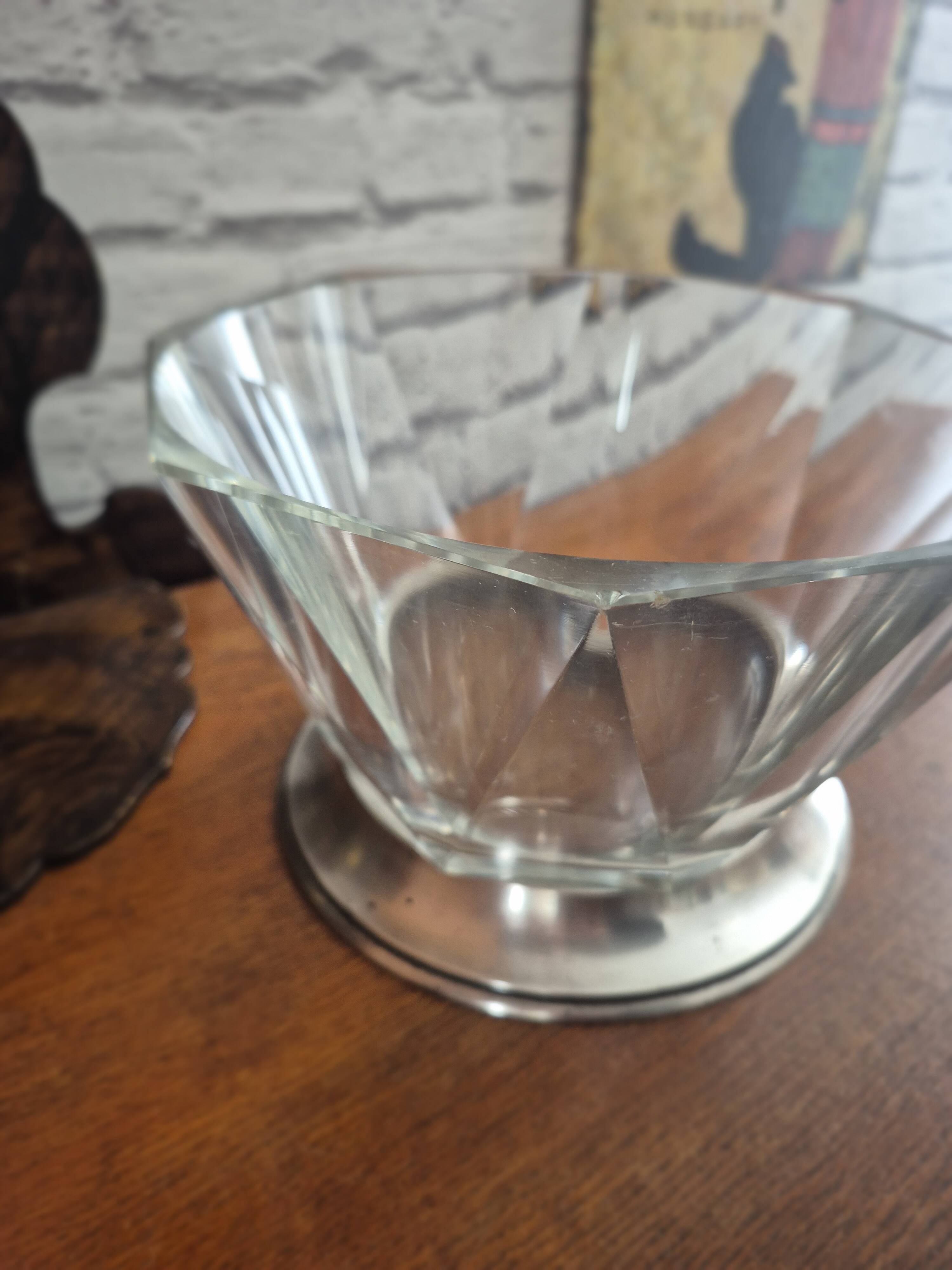 Vintage 70's glass caviar serving bowl