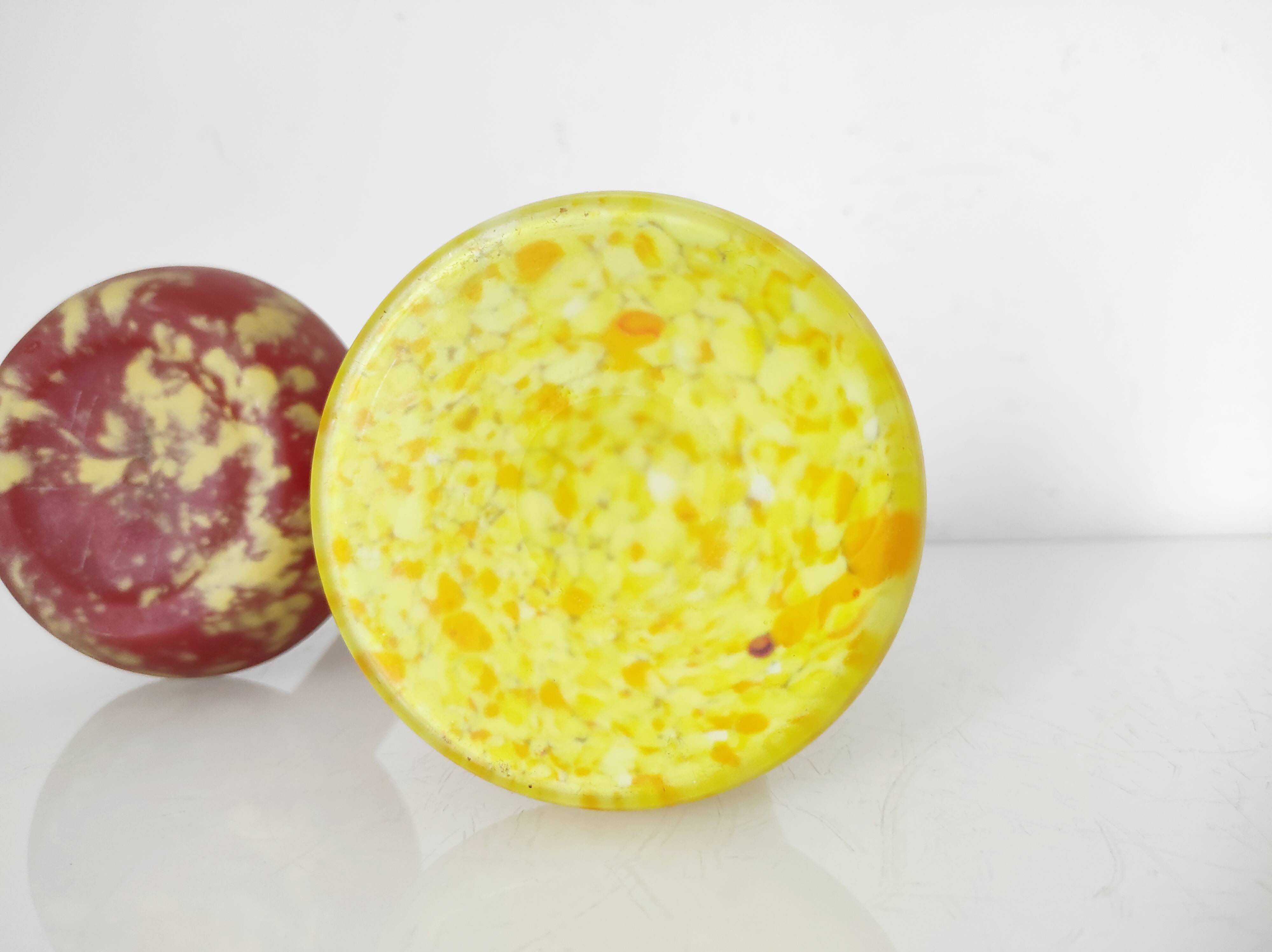 Set of two marmoreal glass vases