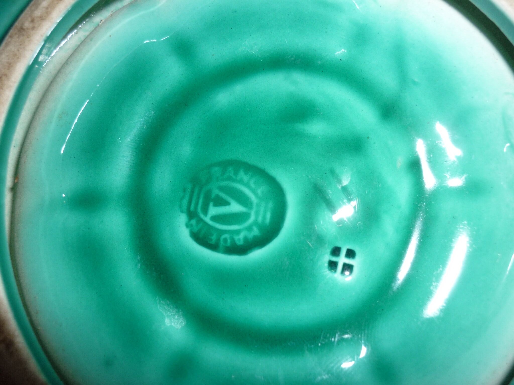 Vallauris green and gold boat wheel ashtray