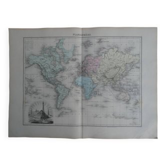 Old terrestrial planisphere - 1893