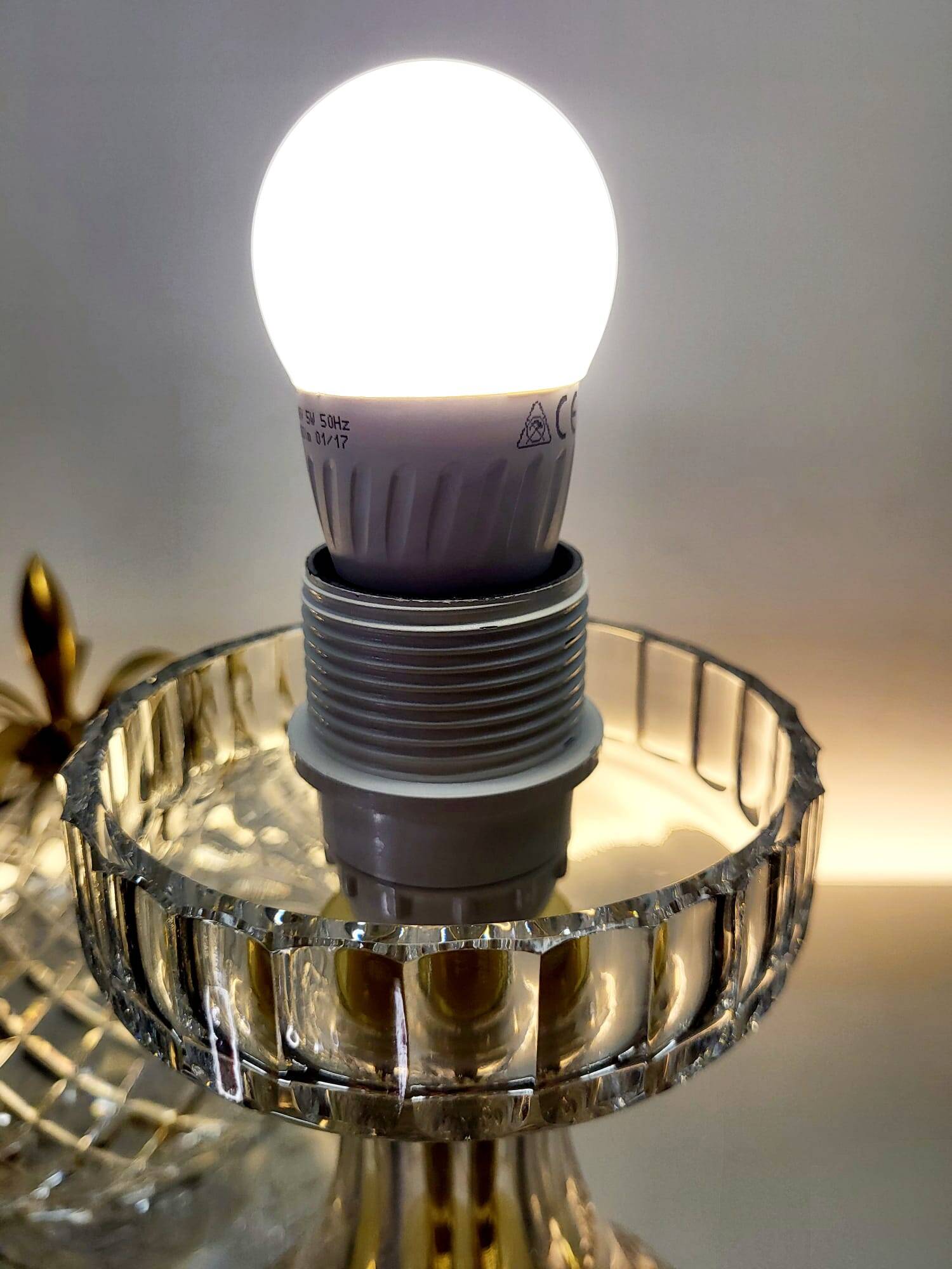 Val Saint Lambert kristallen tafellamp – vintage ananasvorm 1960-1970