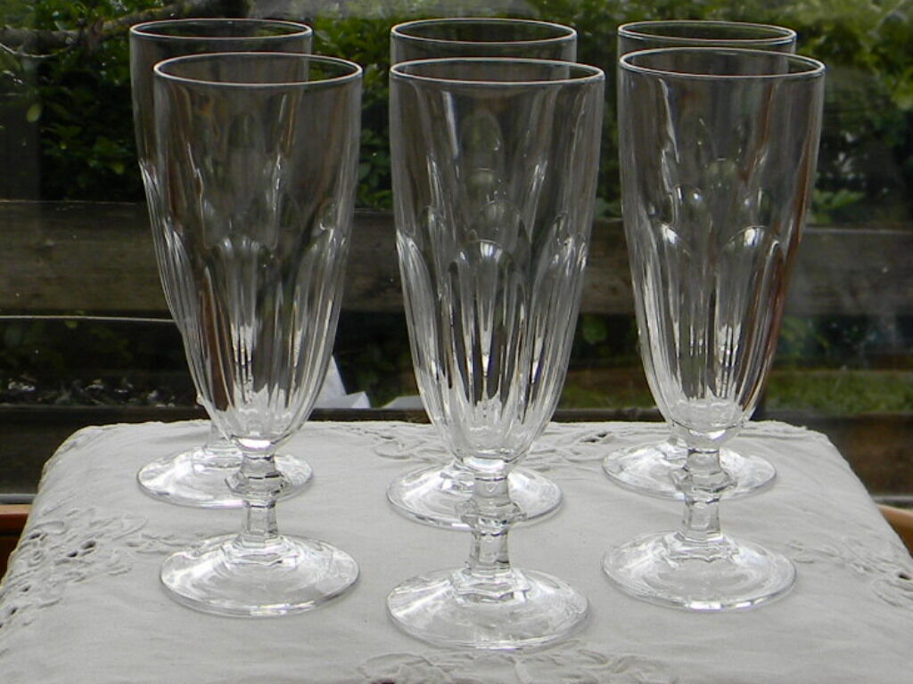 Set of 6 champagne flutes in arques crystal, rambouillet model