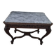 Louis XV style game table in solid oak and richly decorated marble