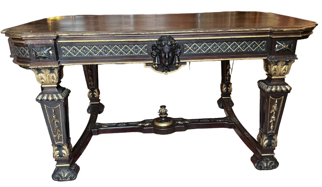 Middle table, to write in blackened and gilded wood, Napoleon III period