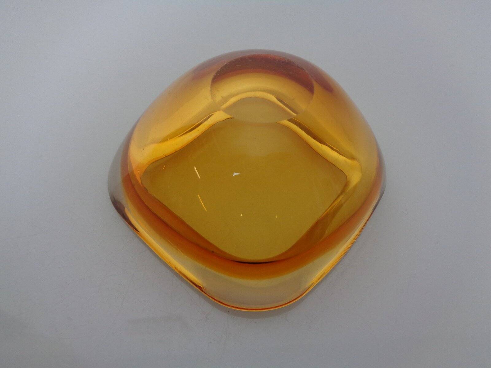 Amber Murano Glass Bowl, Italy, 1960s
