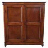 Rare Small Antique Wardrobe In Walnut And Marble Top, Italy 19th Century