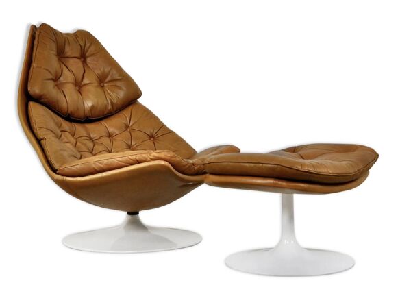 Fauteuil pivotant et repose-pieds FS588 par Geoffrey Harcourt pour Artifort