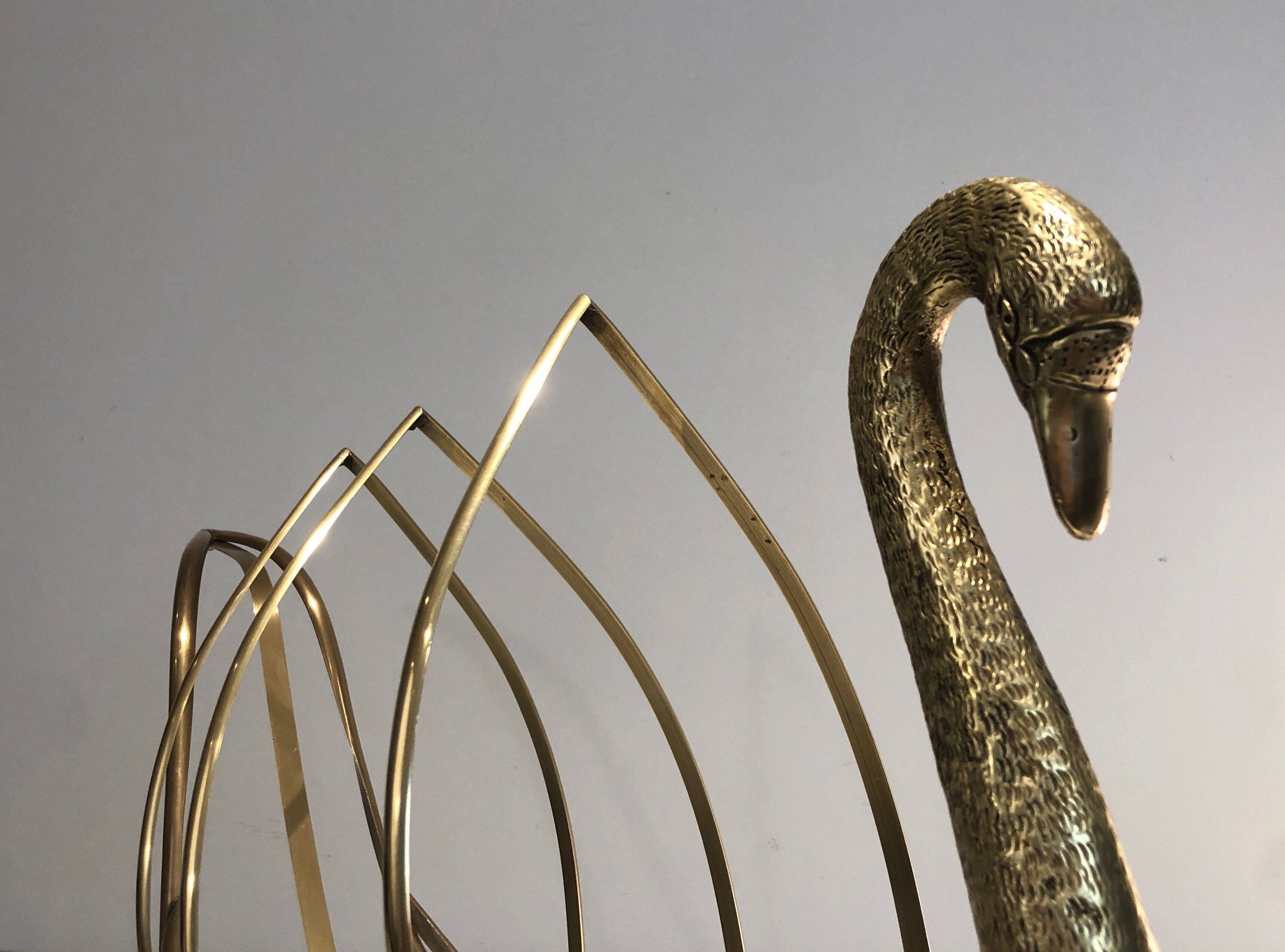 Brass swan magazine rack