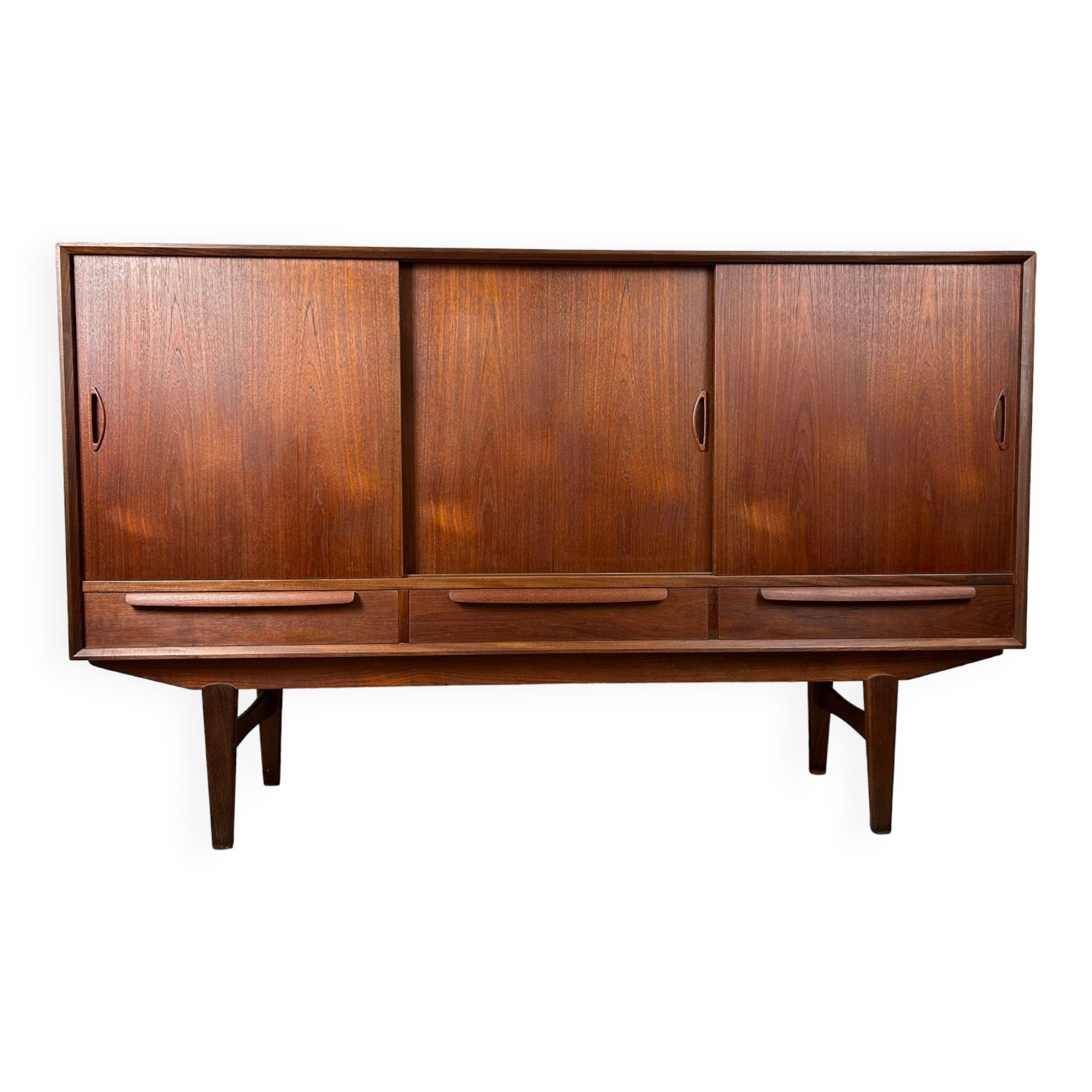 Vintage Scandinavian "highboard" sideboard in teak, 60s