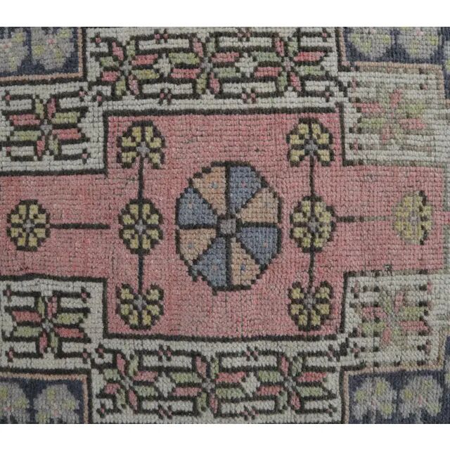 Vintage Turkish Oushak handmade wool runner rug 130x238