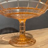 cut on vintage pedestal in tinted crystalline glass signed Vercapel