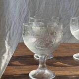 5 vintage fruit pattern glass ice cream cups