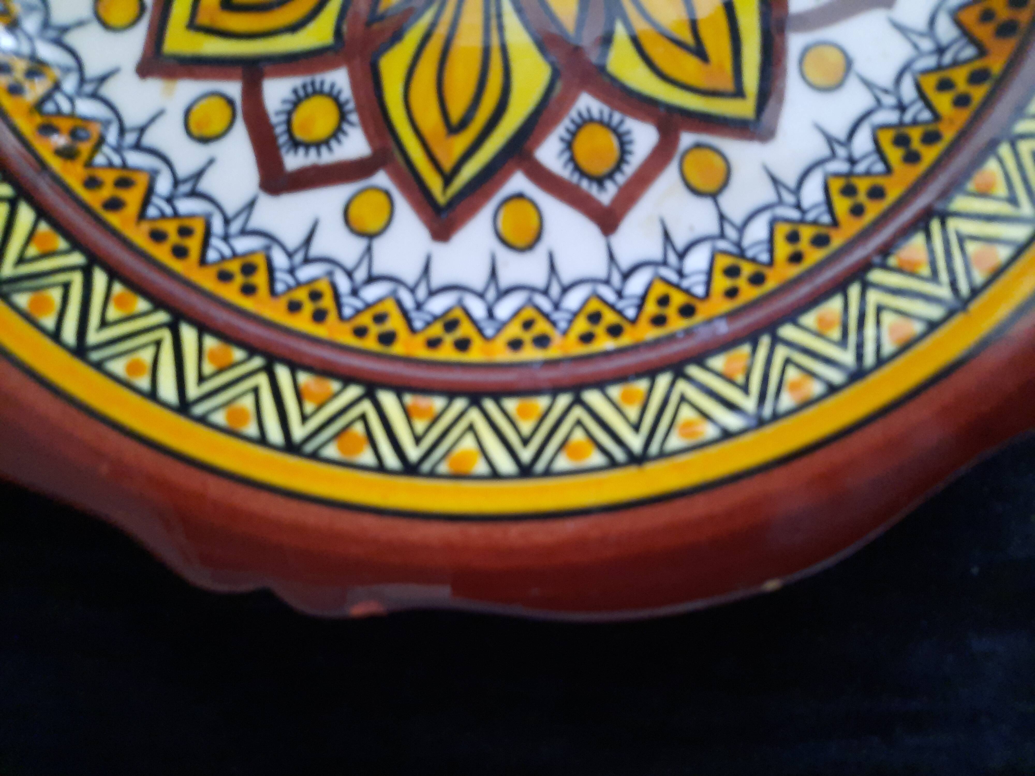 Old henriot quimper plate earthenware rosette decoration