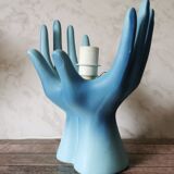Blue ceramic hand lamp