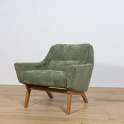 Fauteuil en chêne et tissu vert, Danemark, années 1960