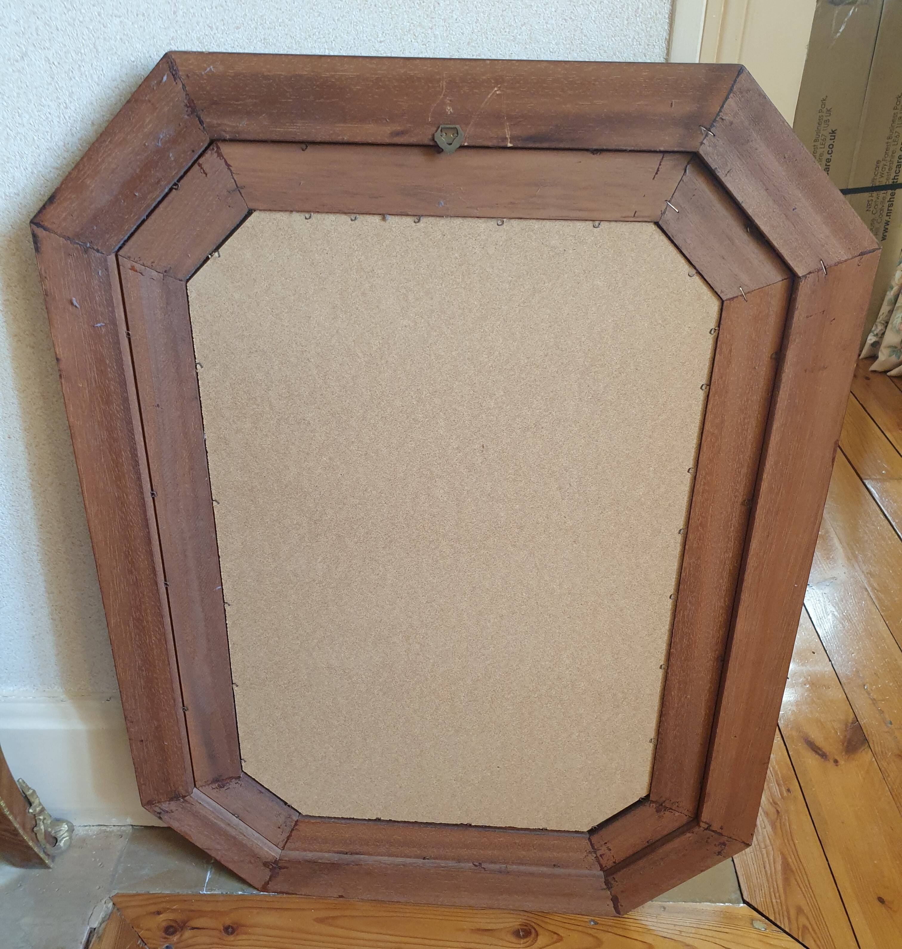 Large beveled mirror in cherry wood frame