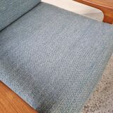 Pair of armchairs and Scandinavian teak ottoman by Juul Kristensen, Denmark 1970s