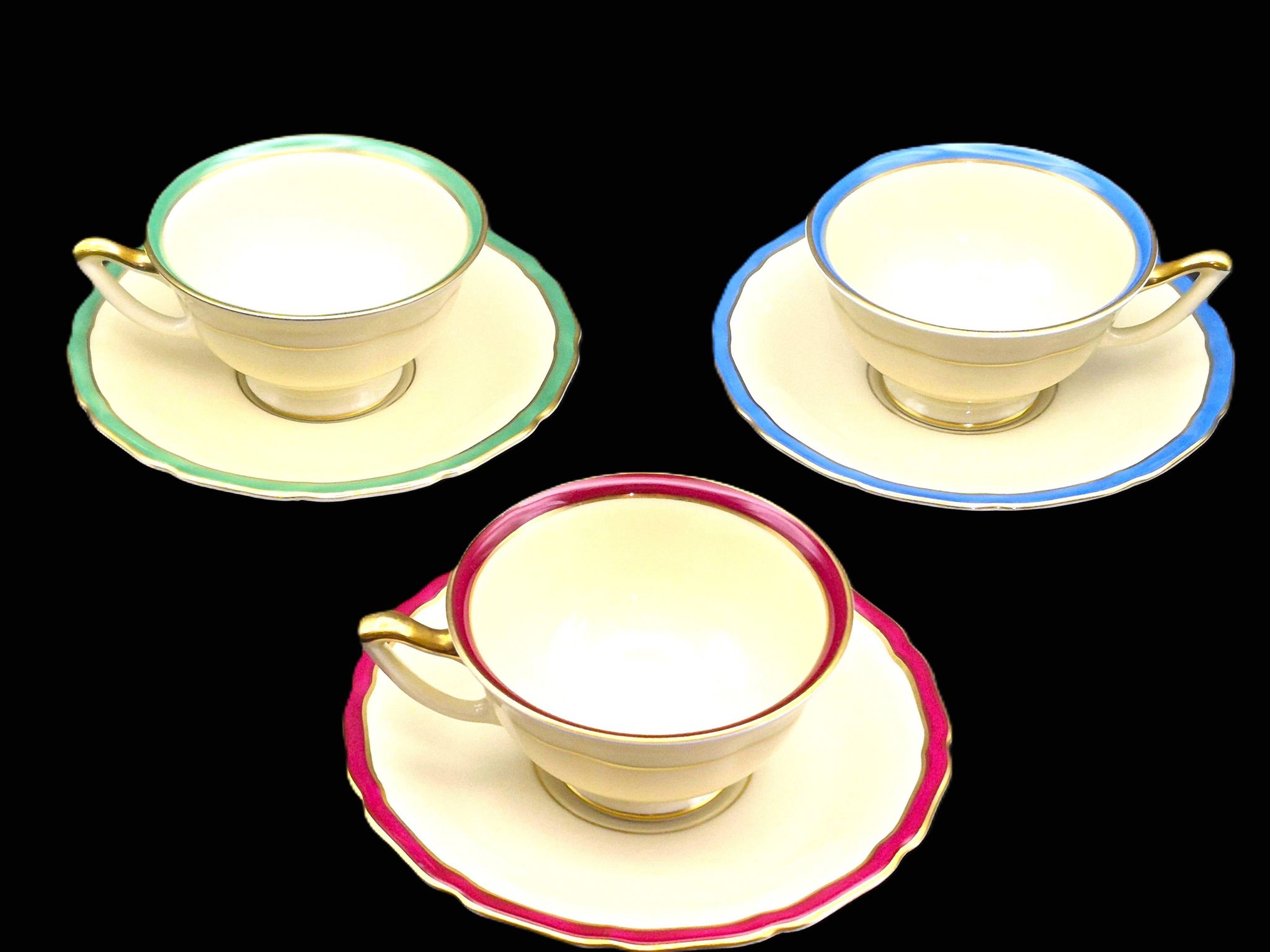 Set of three antique Thomas Bavaria cups – Ivory porcelain
