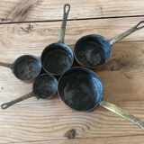 Mini battery of 5 pewter pans