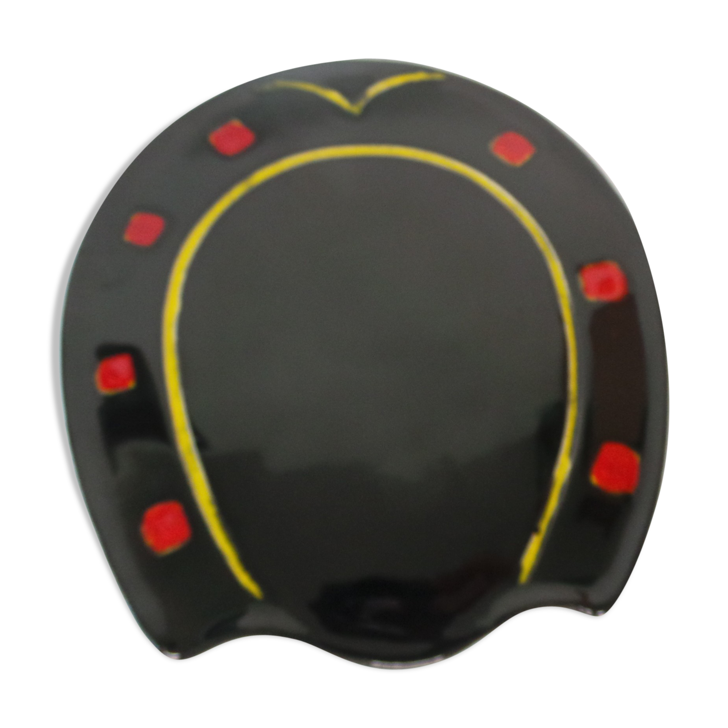 Centre-table dish shaped like horseshoe in ceramic