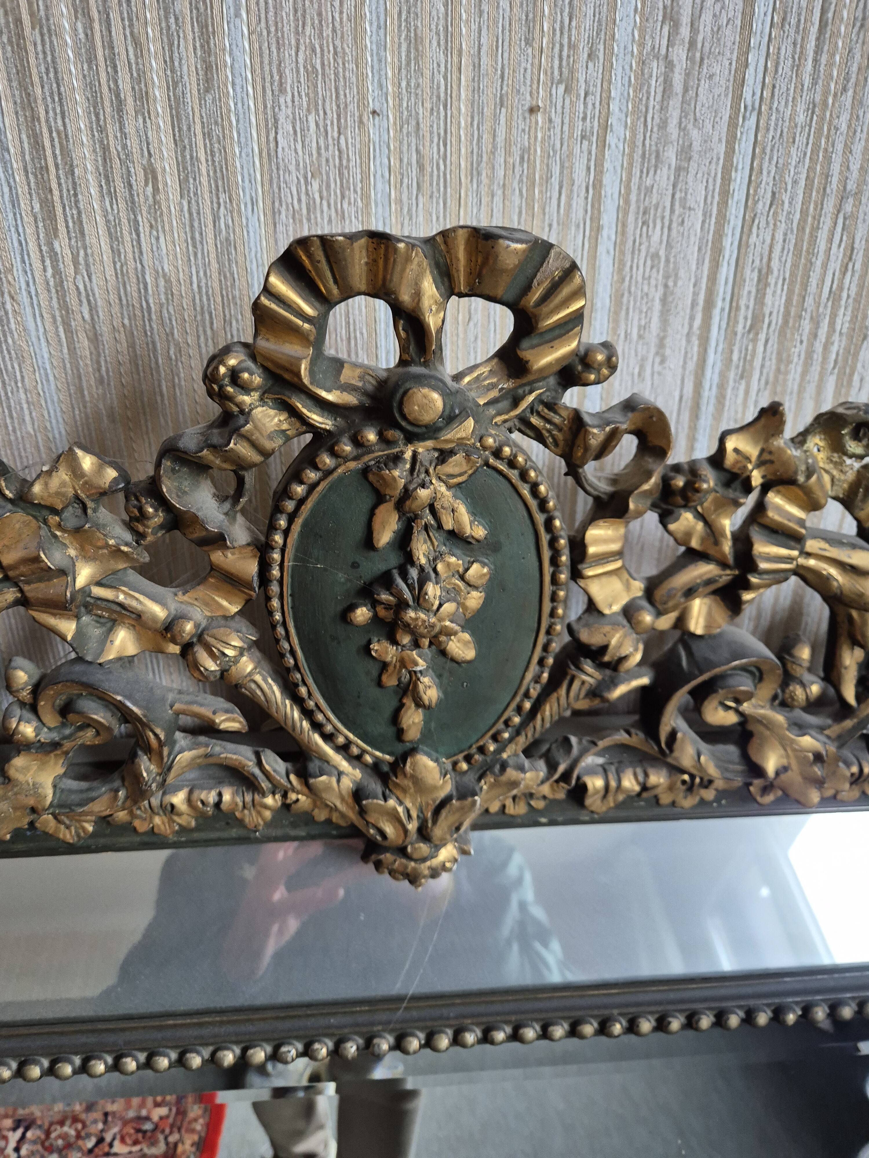Trumeau mirror - marble, gilded, oak