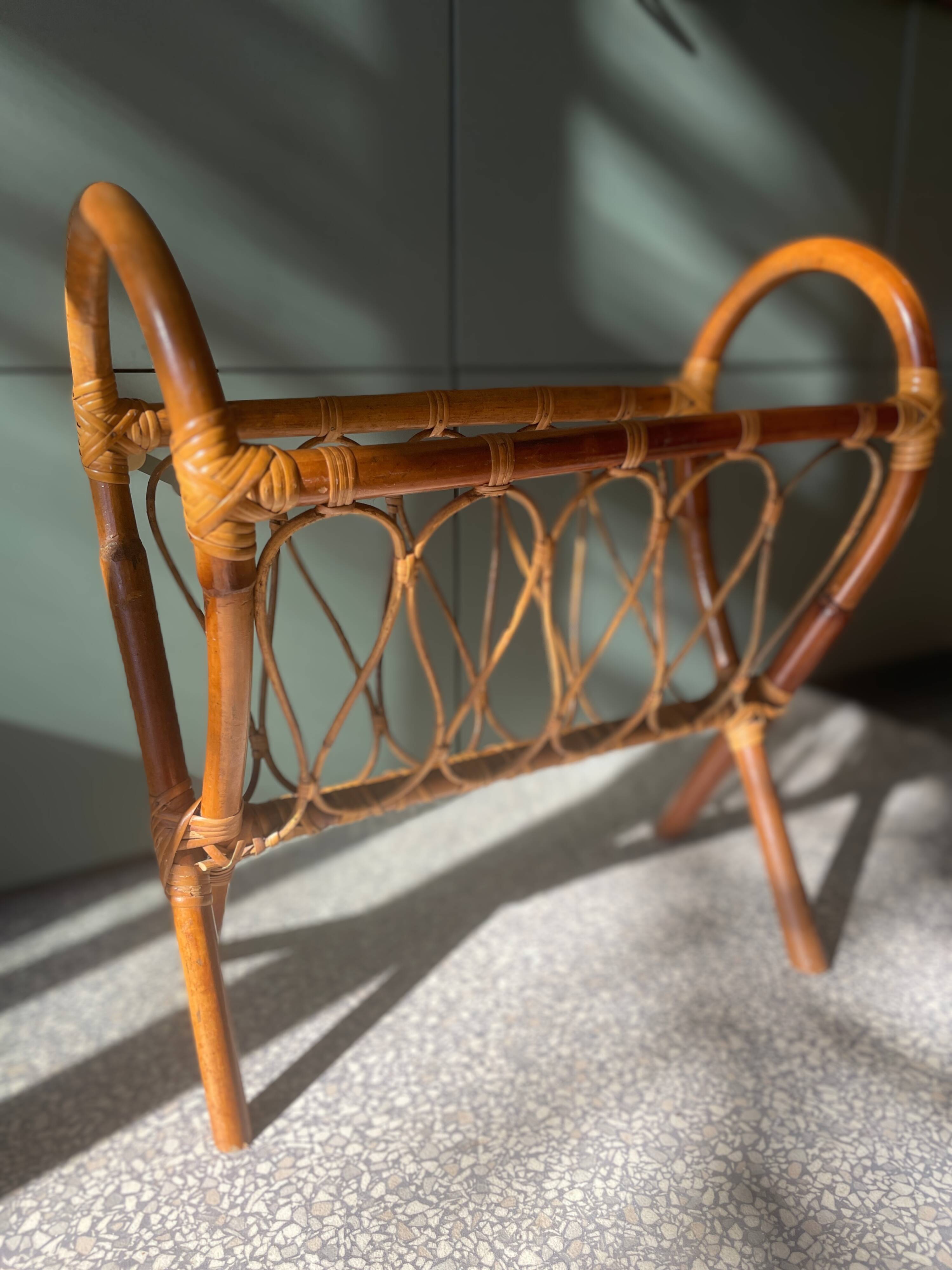 Rattan magazine rack