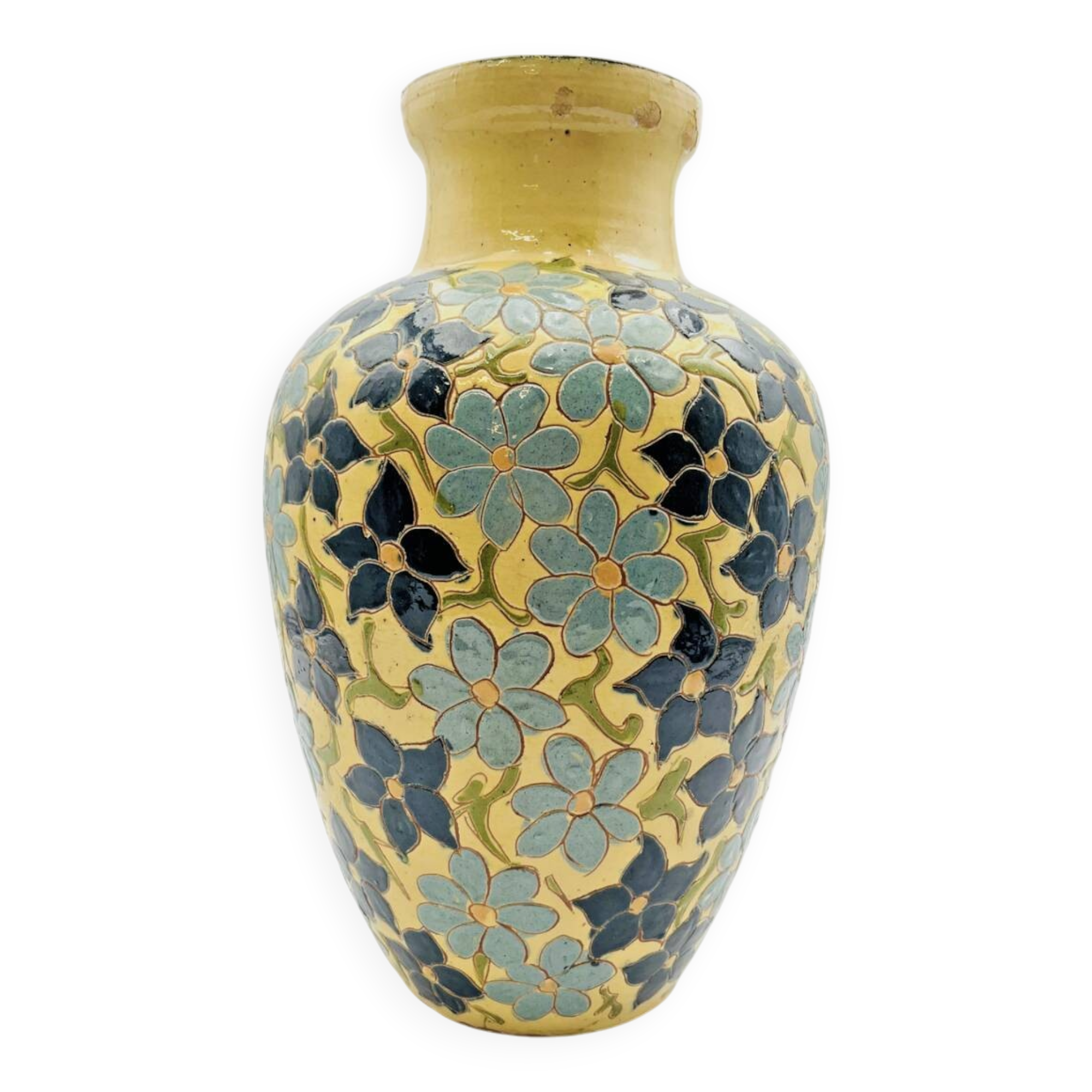 Glazed Savoyard pottery vase – floral decoration