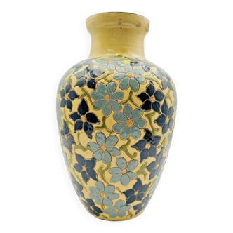 Glazed Savoyard pottery vase – floral decoration
