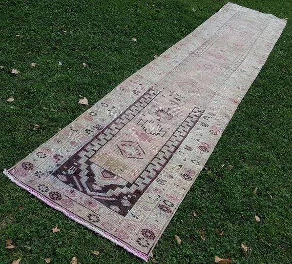 Vintage Turkish hallway rug 85x397 cm