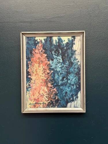 Swedish Oil on Canvas “Abstract” by Lennart Alexandria Vintage & Framed 39x31cm