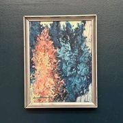 Swedish Oil on Canvas “Abstract” by Lennart Alexandria Vintage & Framed 39x31cm