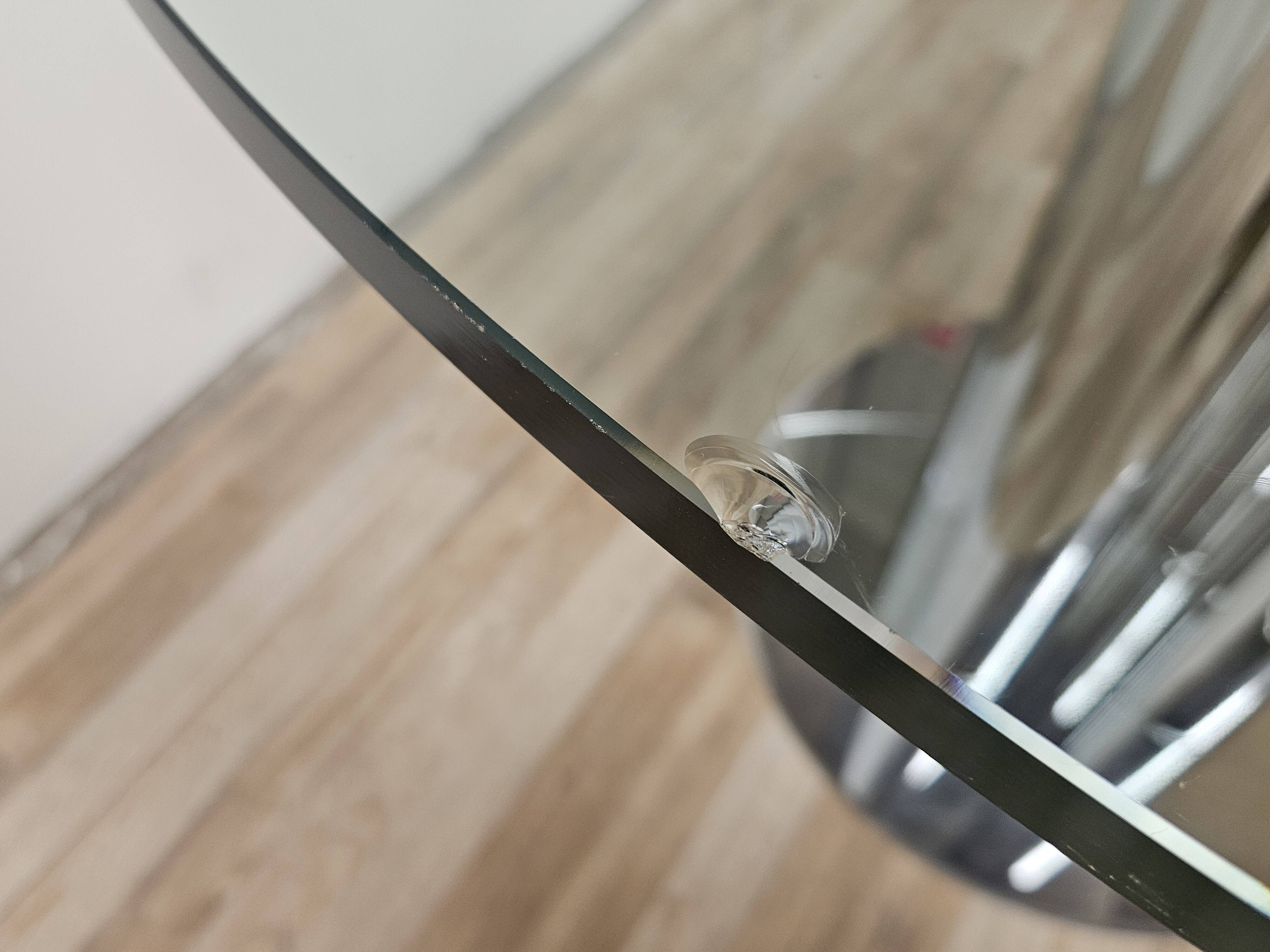 Vintage 70's metal table with round glass top