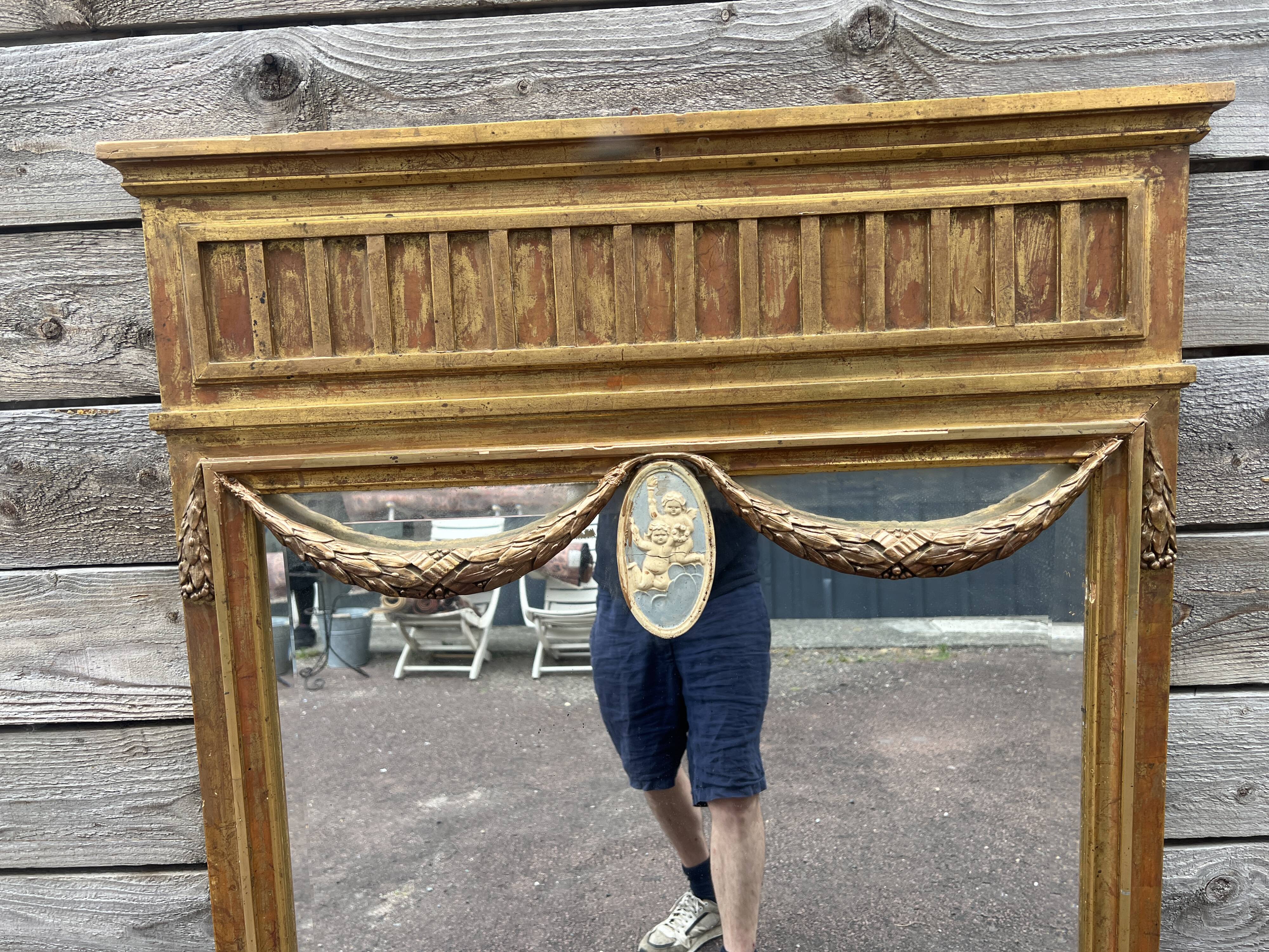 Rectangular gilt mirror, Louis XVI style