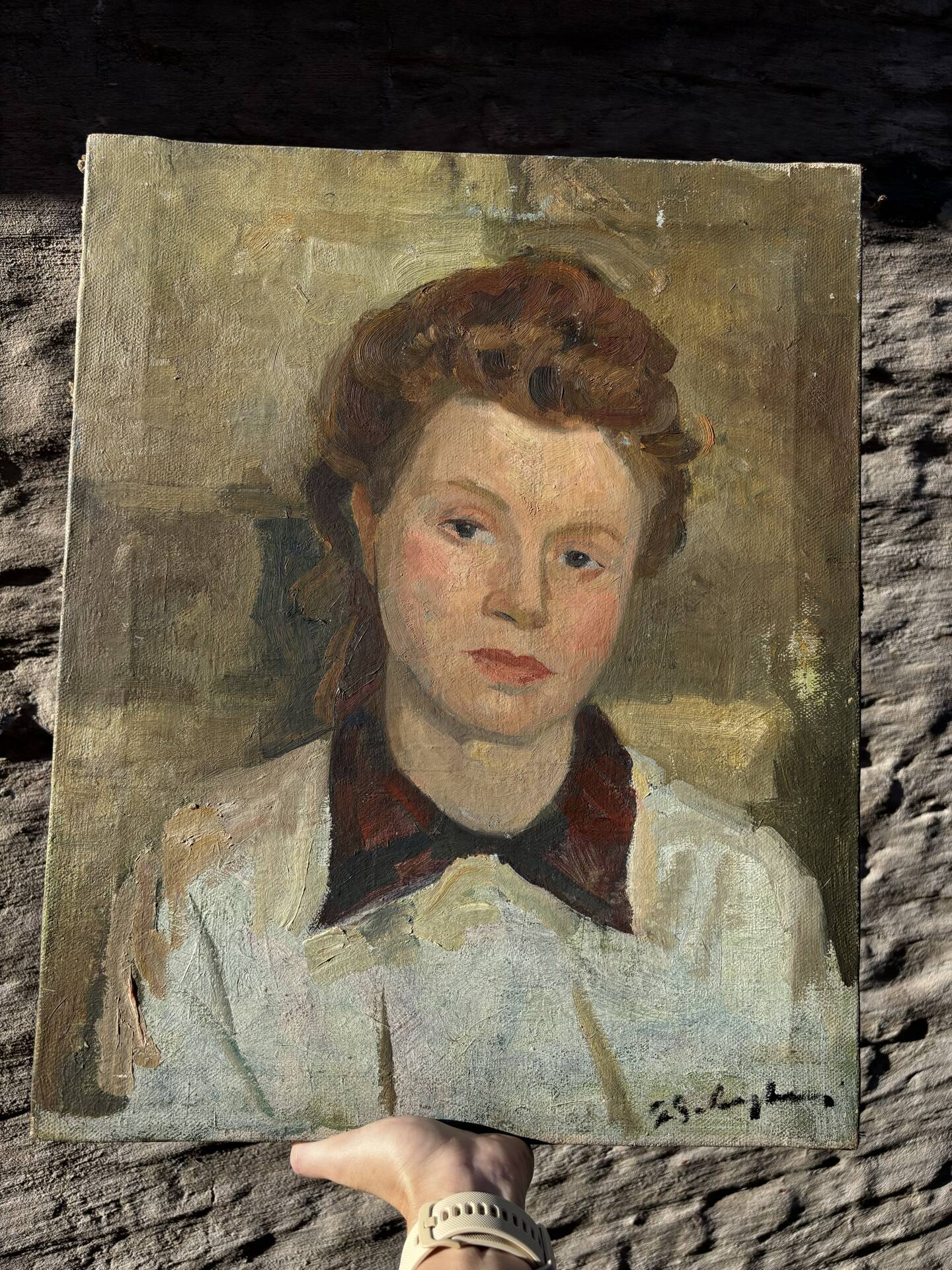 Portrait à l'huile d'une jeune femme par Gustave Balenghien