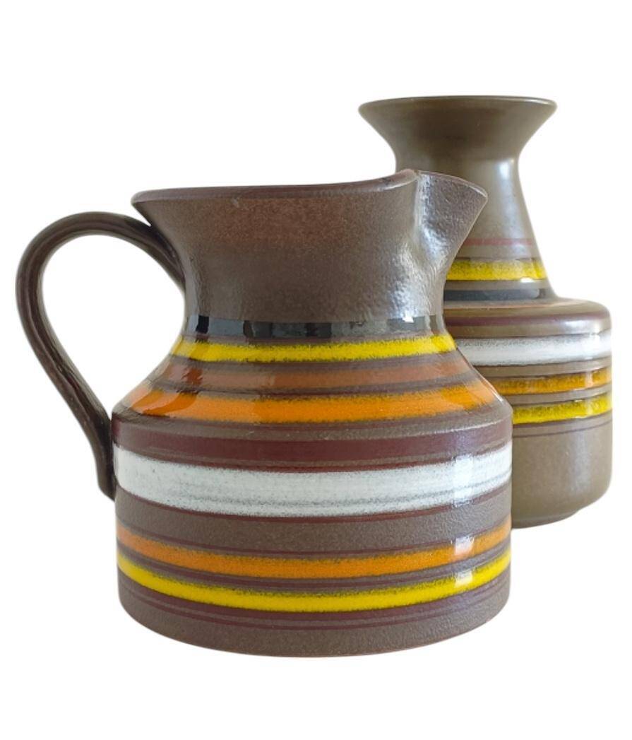 Bitossi Ceramic Vase and Pitcher Set by Aldo Londi, Handmade in Italy
