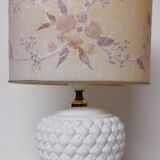 Lamp lampshade dried flowers foot white ceramic