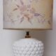 Lamp lampshade dried flowers foot white ceramic