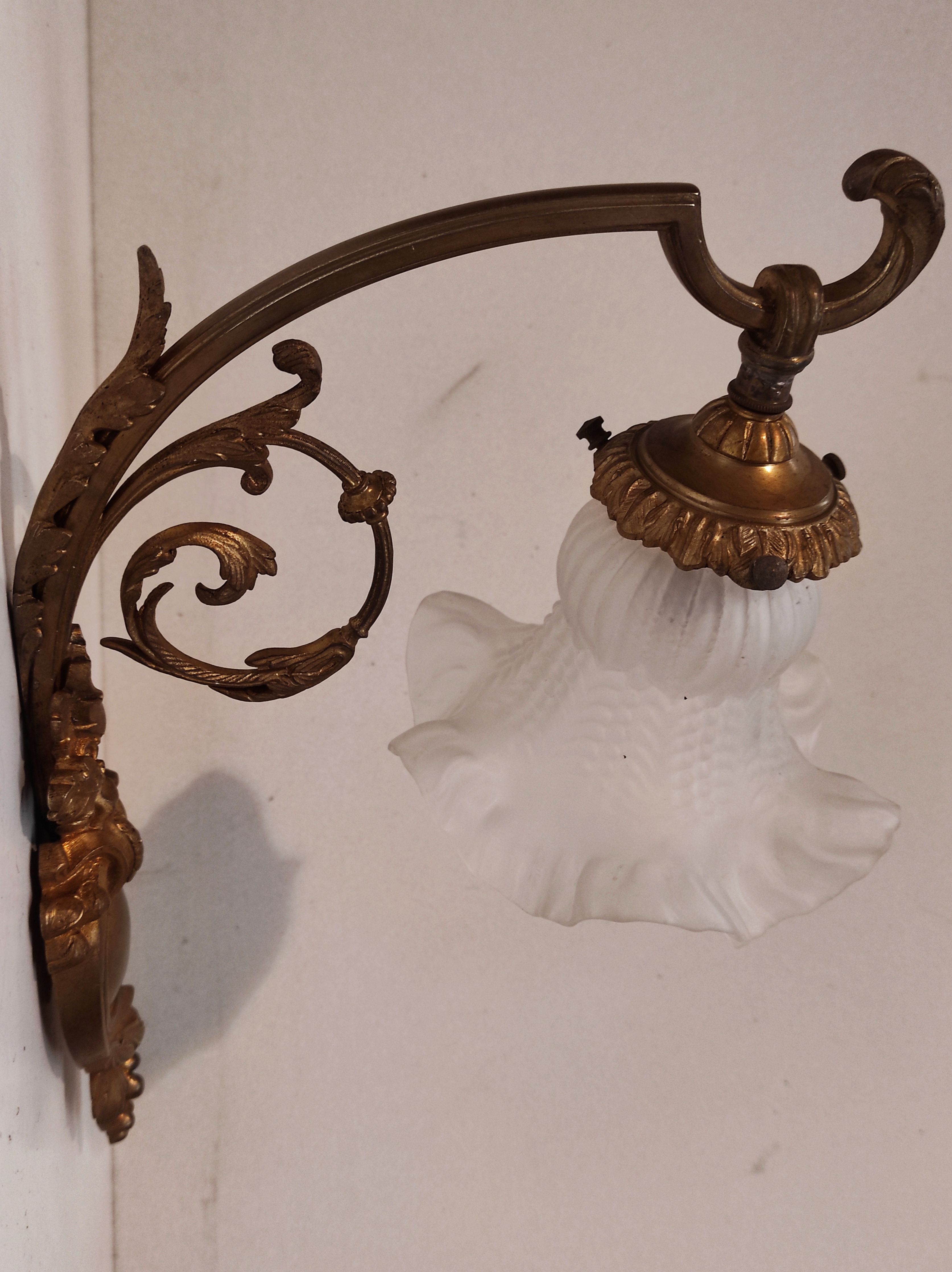 Art Nouveau wall art deco lampshades day tulip pressed glass brass rising