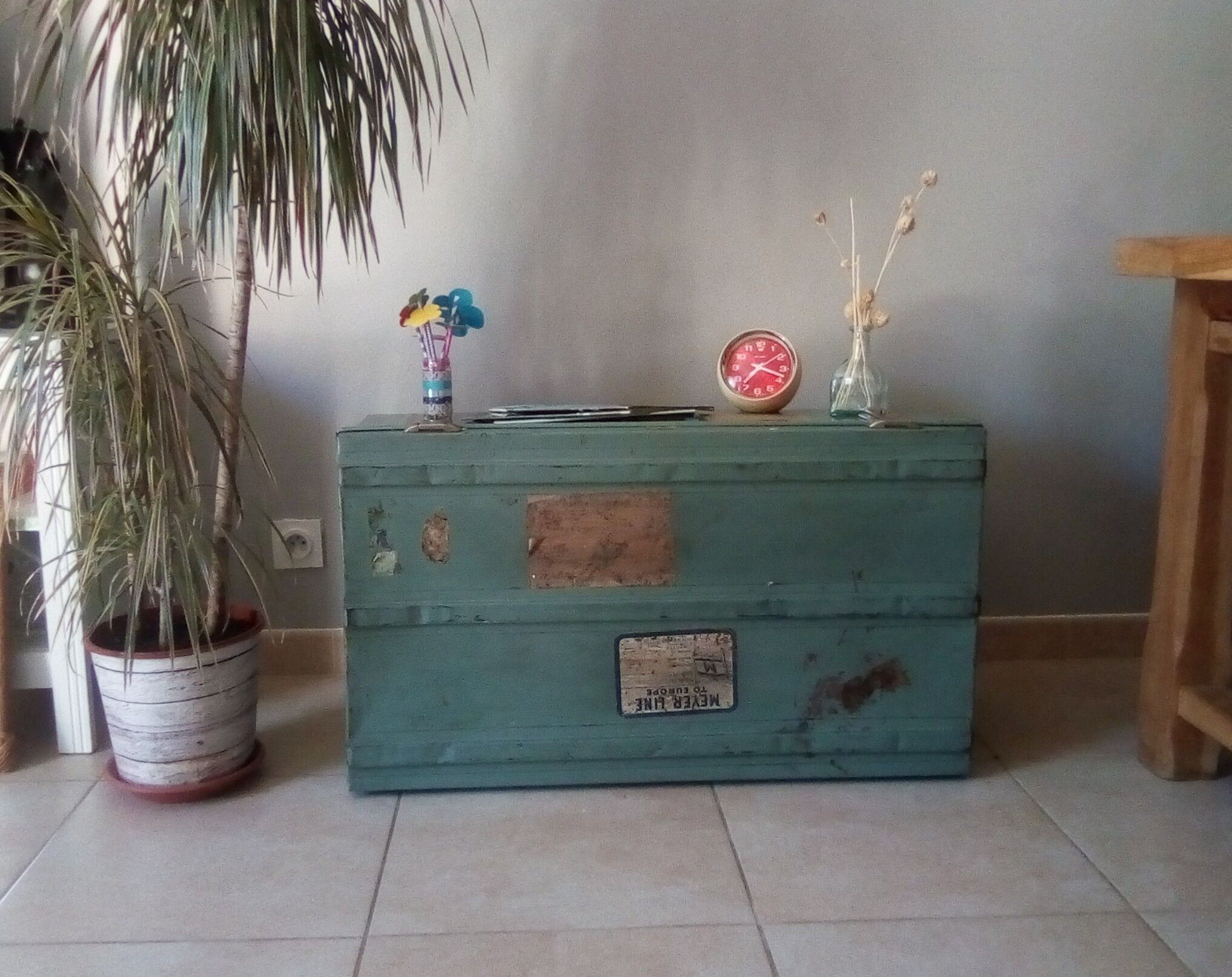 Vintage metal trunk of the 60s
