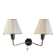 Double light wall sconces in gilded brass and gun barrel - 1950s/60s