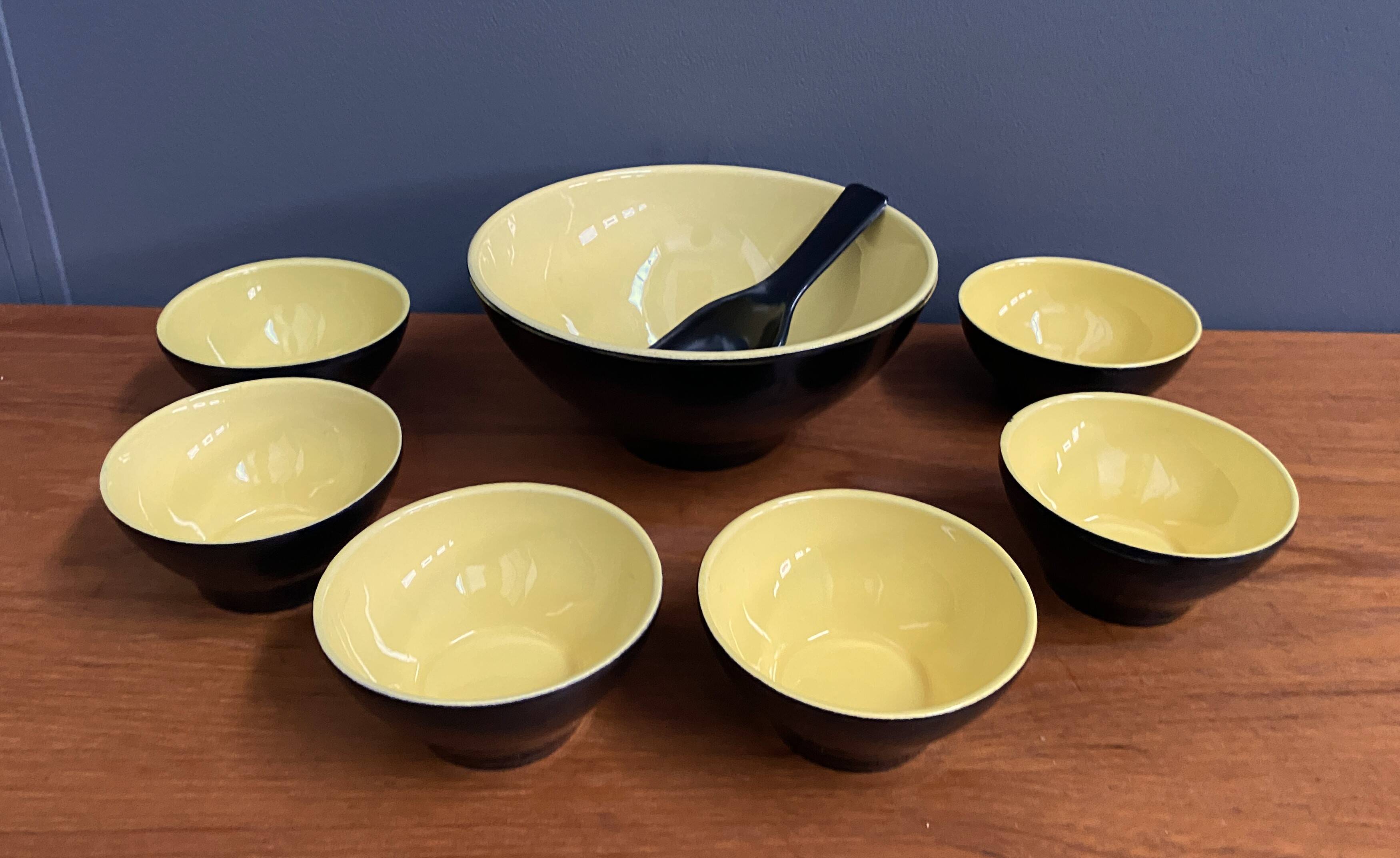 Ceramic black and yellow nuts dispender set 1960s