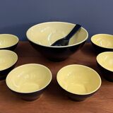 Ceramic black and yellow nuts dispender set 1960s