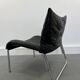 Vintage Mid-Century Scandinavian Modern Black Patchwork Leather Lounge Chair SET From IKEA, 1980s