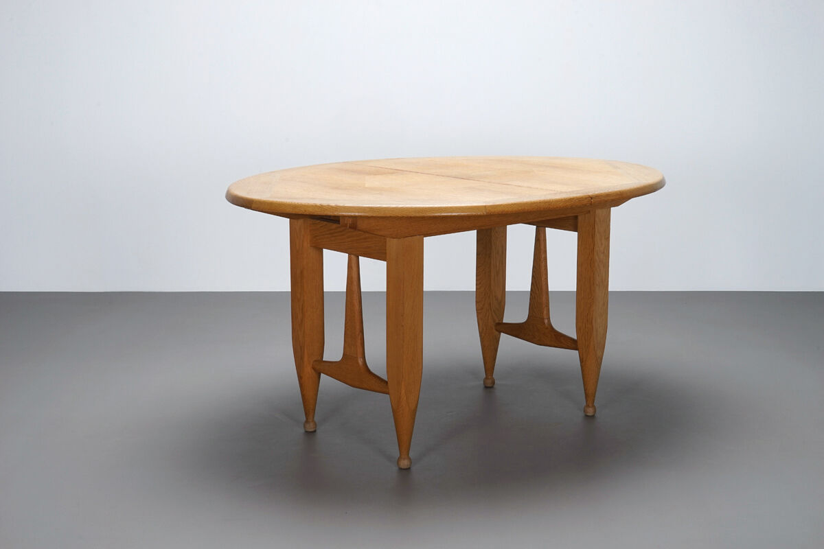 Oval table with guillerme and Chambron extensions circa 1960 editon Votre Maison