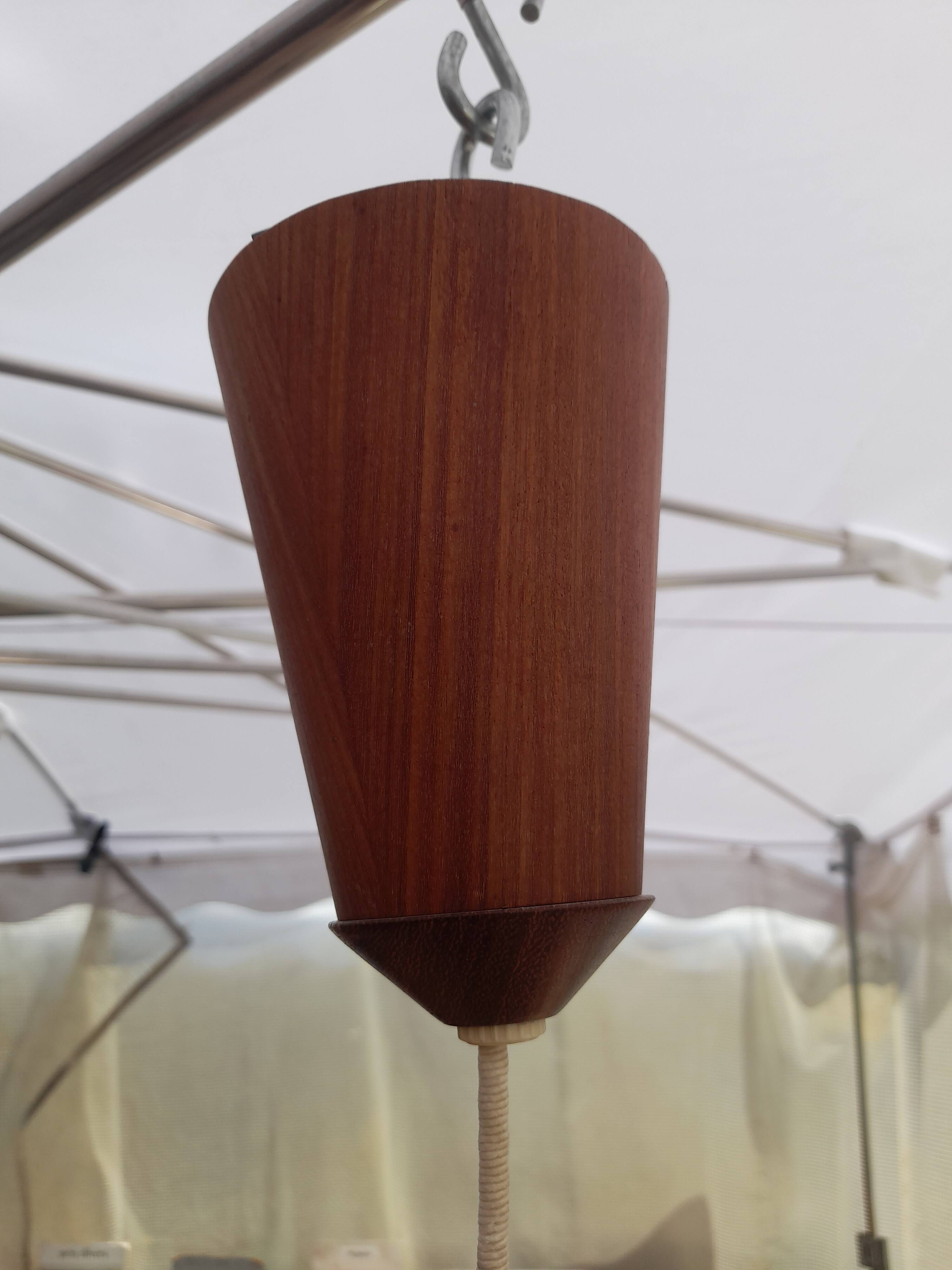 Teak and sisal light/hanging lamp from the 60s/70s