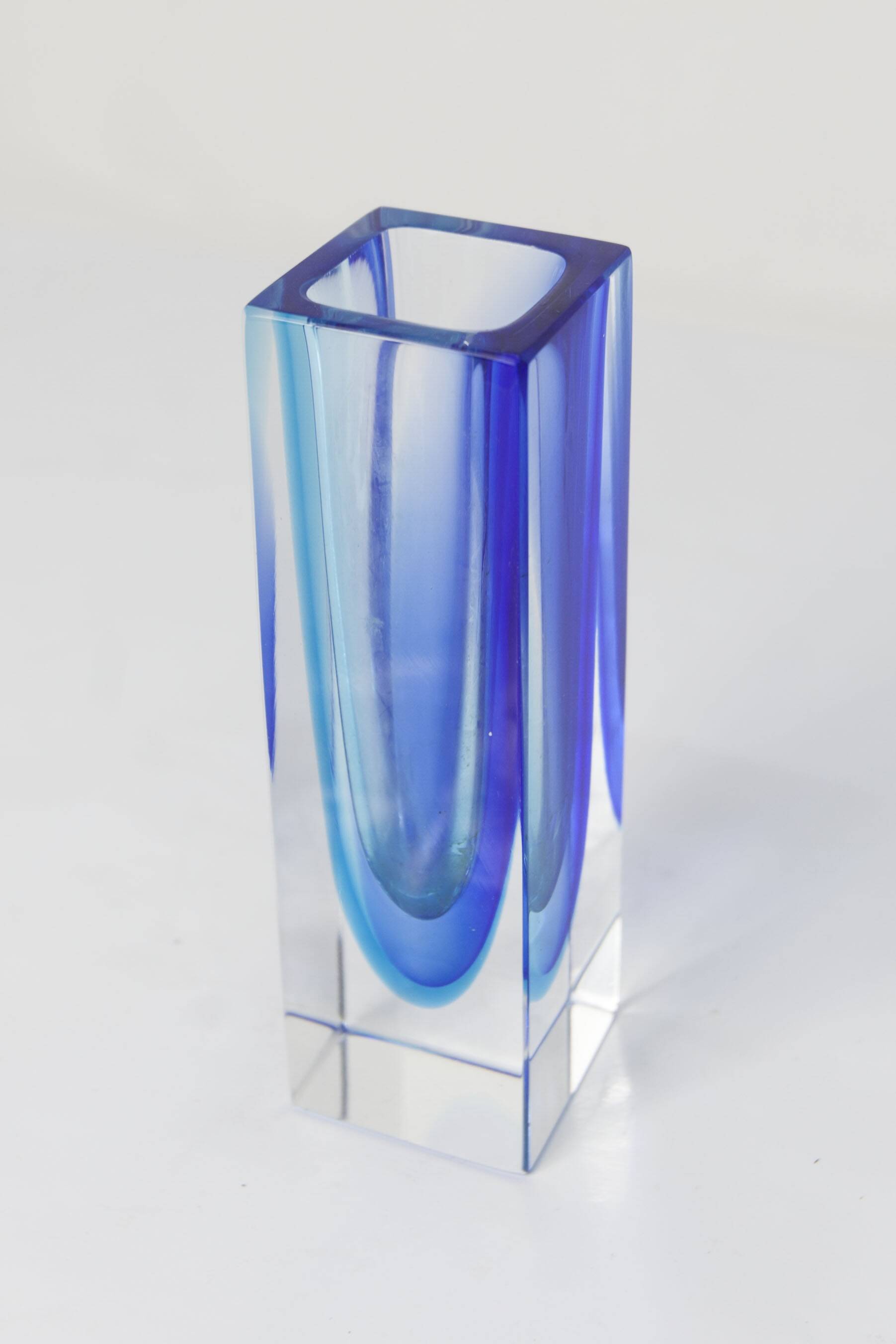 Sommerso Murano blue vase 1960