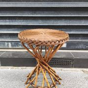 Table d'appoint en rotin 1950 midcentury